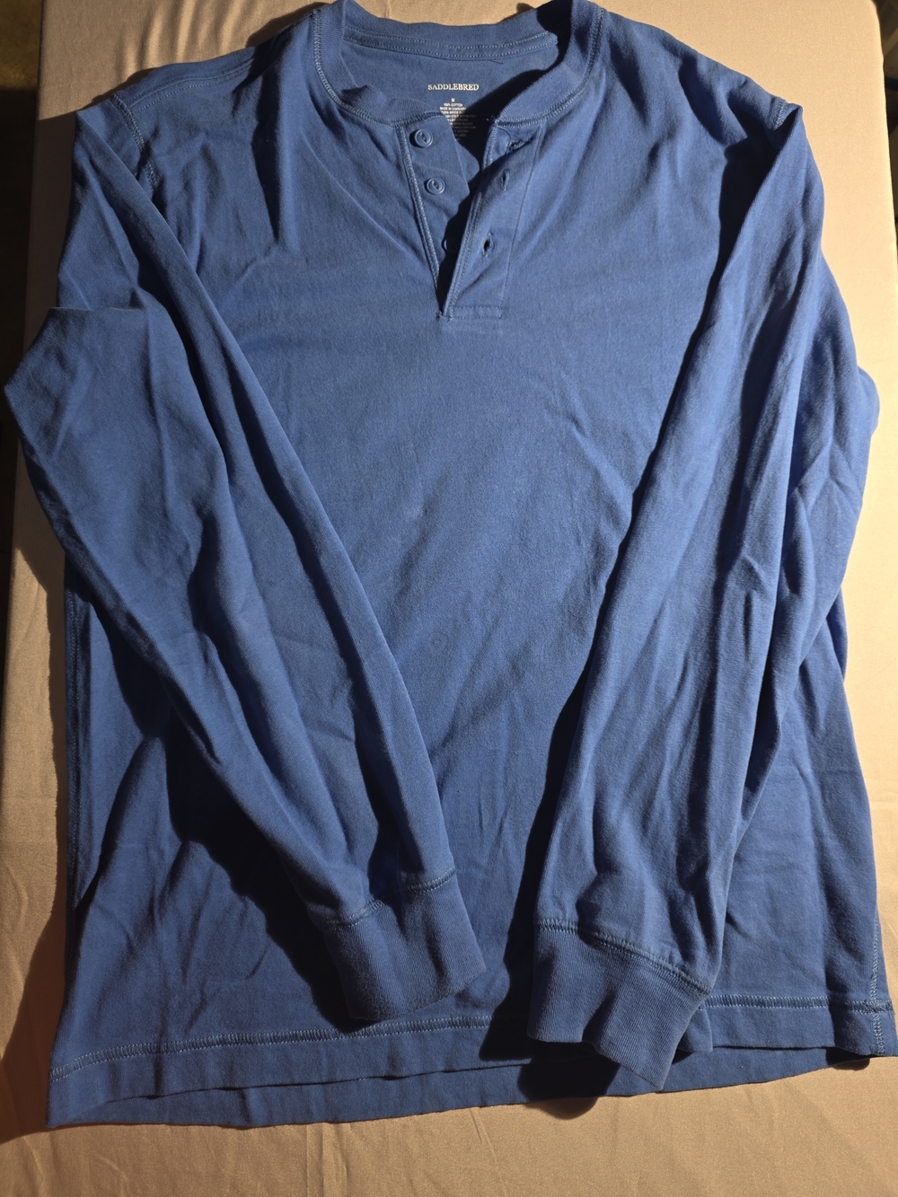 Saddlebred Men's Long Sleeve Henley in Blue